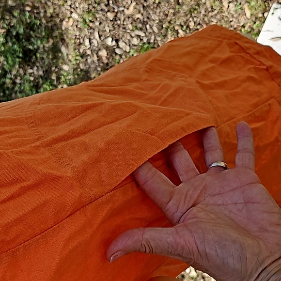 FOR CYNTHIA linen viscose orange side button tunic dress size M - Picture 3 of 15